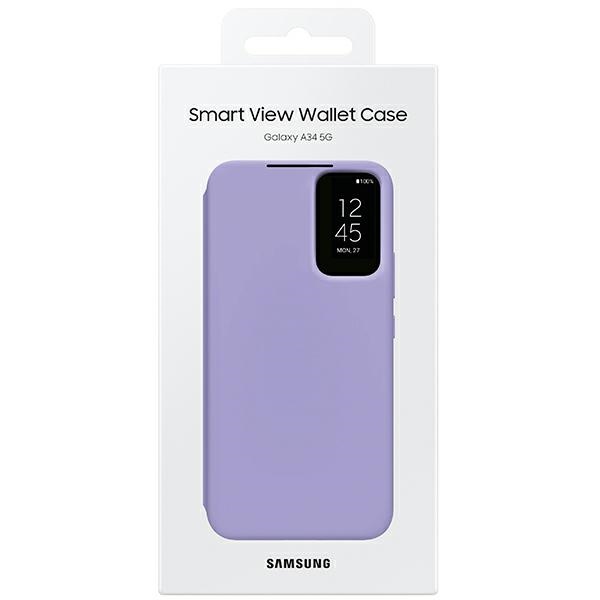 Etui z klapką Samsung Smart Clear View Cover do Galaxy A34 5G, fioletowe